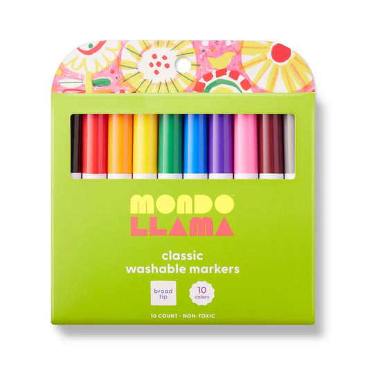 10ct Washable Markers - Mondo Llama™ | Broad Tip Classic Colors
