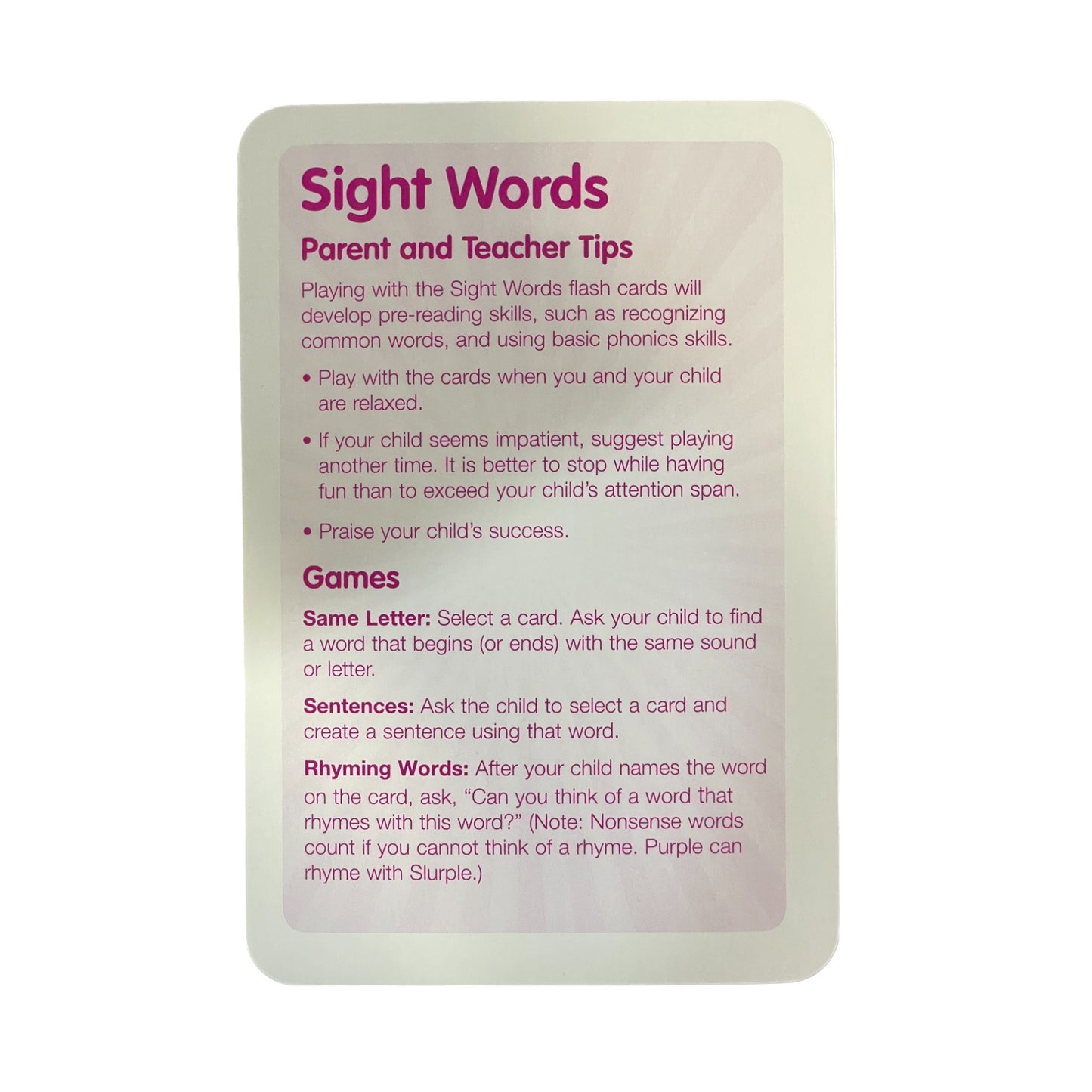 Bendon -  Sight Words - 36 Flash Cards