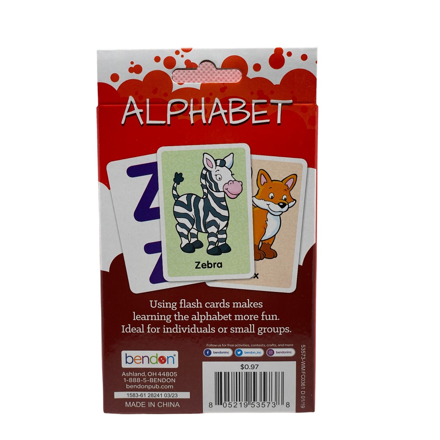 Bendon - Alphabets - 36 Flash Cards - Learn ABC, Letters, & Pictures